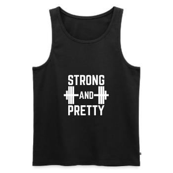 Strong and Pretty Fitness Geschenk - Männer Premium Bio Tank Top - Schwarz - Vorne - Michal (187cm)