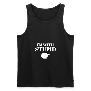 i`m with stupid - Männer Premium Bio Tank Top - Schwarz - Vorne - AI Model Male 178 light (178cm)