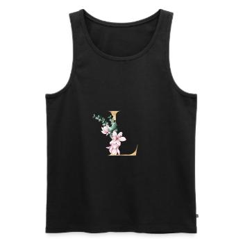 Alphabet L - Men's Premium Organic Tank Top - black - Front - Michal (187cm)