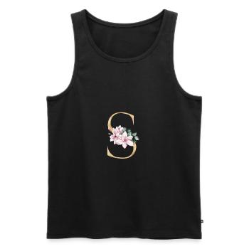 Alphabet S - Men's Premium Organic Tank Top - black - Front - Michal (187cm)