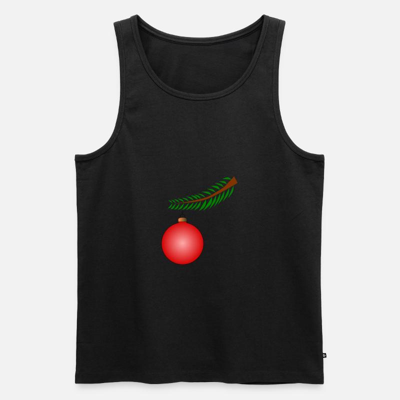 Weihnachtskugel am Ast - Rot - Männer Premium Bio Tank Top - Schwarz