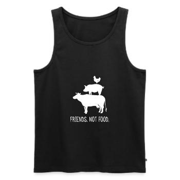Amis pas nourriture cadeau de bien-être des animaux Vegan - Débardeur bio Premium Homme - noir - Devant - AI Model Male 178 light (178cm)