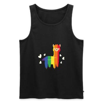 Regenbogen Buntes Alpaka LGBT Geschenk - Männer Premium Bio Tank Top - Schwarz - Vorne - Michal (187cm)