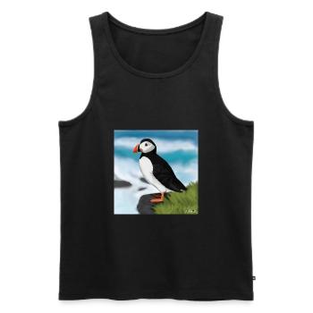 Illustration de conception d'oiseau macareux moine peint - Débardeur bio Premium Homme - noir - Devant - AI Model Male 178 light (178cm)