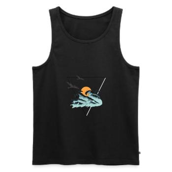 Welle - Männer Premium Bio Tank Top - Schwarz - Vorne - Michal (187cm)