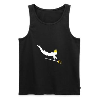 Schwimmer mit Krone und Dreizack - Männer Premium Bio Tank Top - Schwarz - Vorne - Michal (187cm)