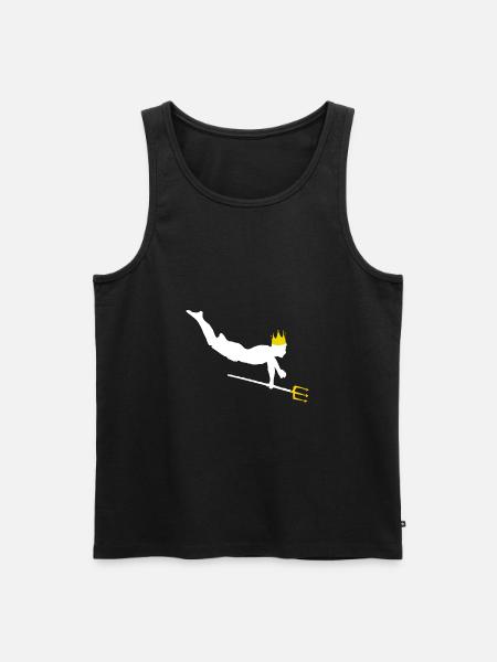 Swimmer with crown and trident - Men's Premium Organic Tank Top - black