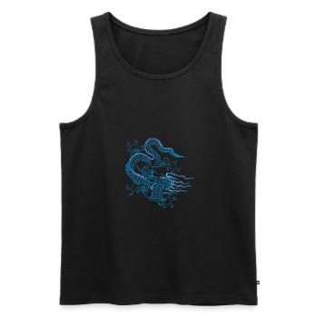Blue Chinese Dragon - Men's Premium Organic Tank Top - black - Front - AI Model Male 178 light (178cm)
