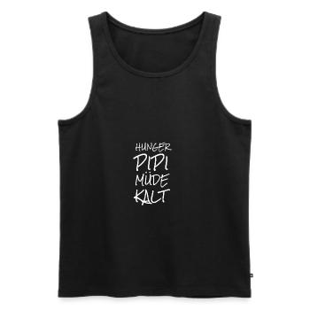 Faim, , Fatigué, Froid - Débardeur bio Premium Homme - noir - Devant - Michal (187cm)