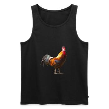 Comic Poulet Bande Dessinée Coq - Débardeur bio Premium Homme - noir - Devant - Michal (187cm)