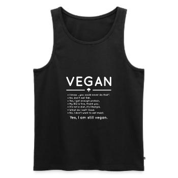 Vegan Oui, je suis toujours un cadeau végétalien - Débardeur bio Premium Homme - noir - Devant - Michal (187cm)