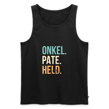 Onkel Pate Held Geschenk - Männer Premium Bio Tank Top - Schwarz - Vorne - Michal (187cm)