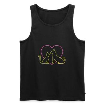 Hund Katze - Männer Premium Bio Tank Top - Schwarz - Vorne - Michal (187cm)
