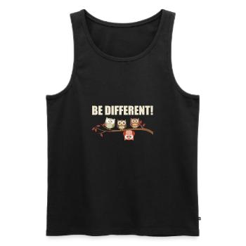 Be Different- Süße Eulen Sei Anders Geschenk-Idee - Männer Premium Bio Tank Top - Schwarz - Vorne - Michal (187cm)