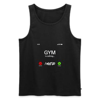 Gym appelle, je dois aller cadeau GYM - Débardeur bio Premium Homme - noir - Devant - Michal (187cm)