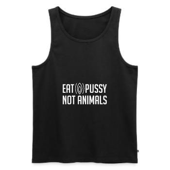 Mange une chatte, cadeau animalier végétalien pour le bien-être des animaux - Débardeur bio Premium Homme - noir - Devant - AI Model Male 178 light (178cm)