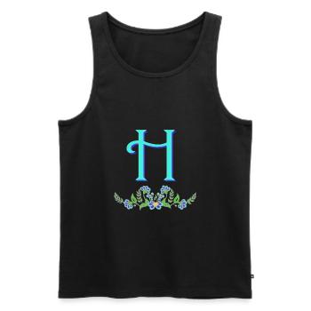 flower blue h - Men's Premium Organic Tank Top - black - Front - AI Model Male 178 light (178cm)