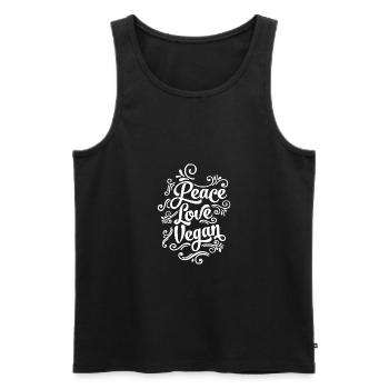 Peace Love Vegan Gift - Men's Premium Organic Tank Top - black - Front - Michal (187cm)