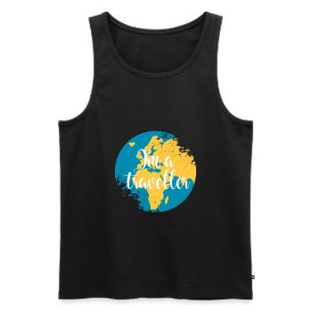 Button Traveller Europa Afrika - Männer Premium Bio Tank Top - Schwarz - Vorne - AI Model Male 178 light (178cm)