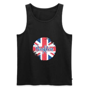 Button Brighton - Men's Premium Organic Tank Top - black - Front - AI Model Male 178 light (178cm)