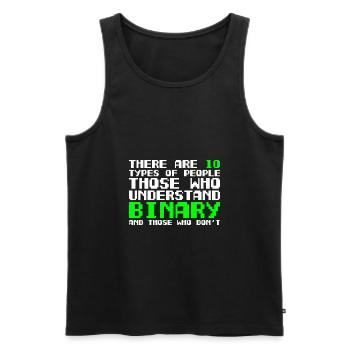 There are two types of people binary programmers - Men's Premium Organic Tank Top - black - Front - AI Model Male 178 light (178cm)