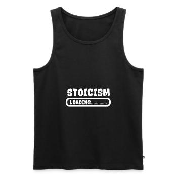 Stoïcisme Chargement Idée drôle de cadeau stoïque - Débardeur bio Premium Homme - noir - Devant - AI Model Male 178 light (178cm)