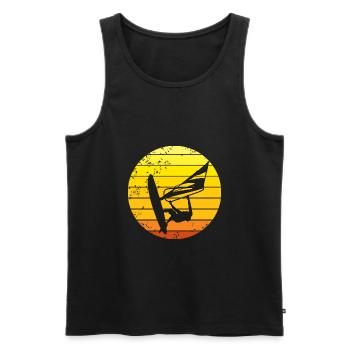 Windsurfer Retro Sonnenuntergang - Männer Premium Bio Tank Top - Schwarz - Vorne - AI Model Male 178 light (178cm)