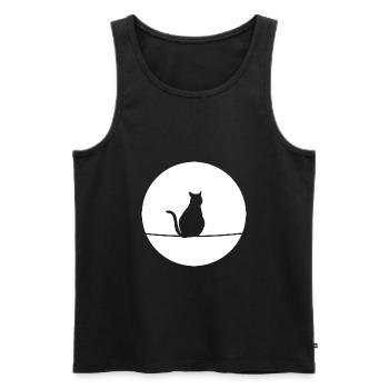 Chat au clair de lune - Débardeur bio Premium Homme - noir - Devant - AI Model Male 178 light (178cm)