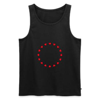 Kreis - Ring - Form - Rund - Herzring Herzen - Männer Premium Bio Tank Top - Schwarz - Vorne - AI Model Male 178 light (178cm)