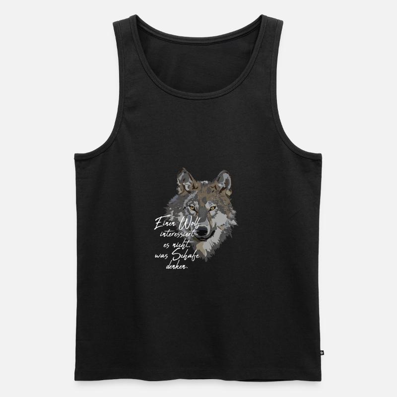 Der Wolf - Männer Premium Bio Tank Top - Schwarz