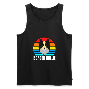 Border Collie - Débardeur bio Premium Homme - noir - Devant - AI Model Male 178 light (178cm)