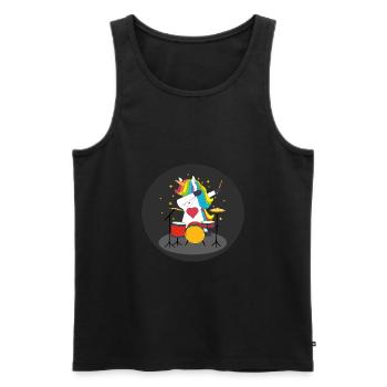 Dabbing unicorn with drums - Men's Premium Organic Tank Top - black - Front - Michal (187cm)