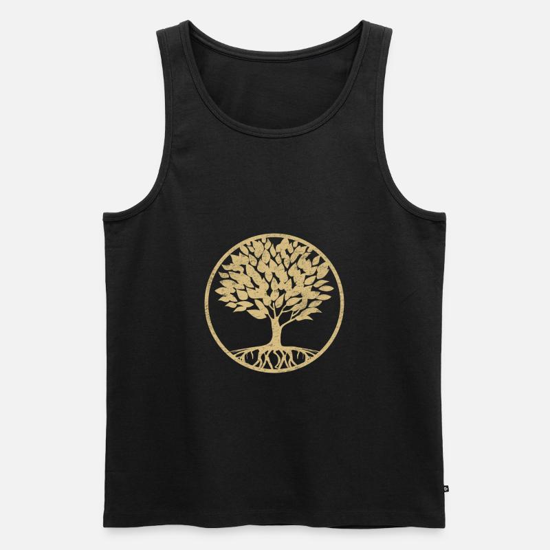 Lebensbaum Gold - Männer Premium Bio Tank Top - Schwarz