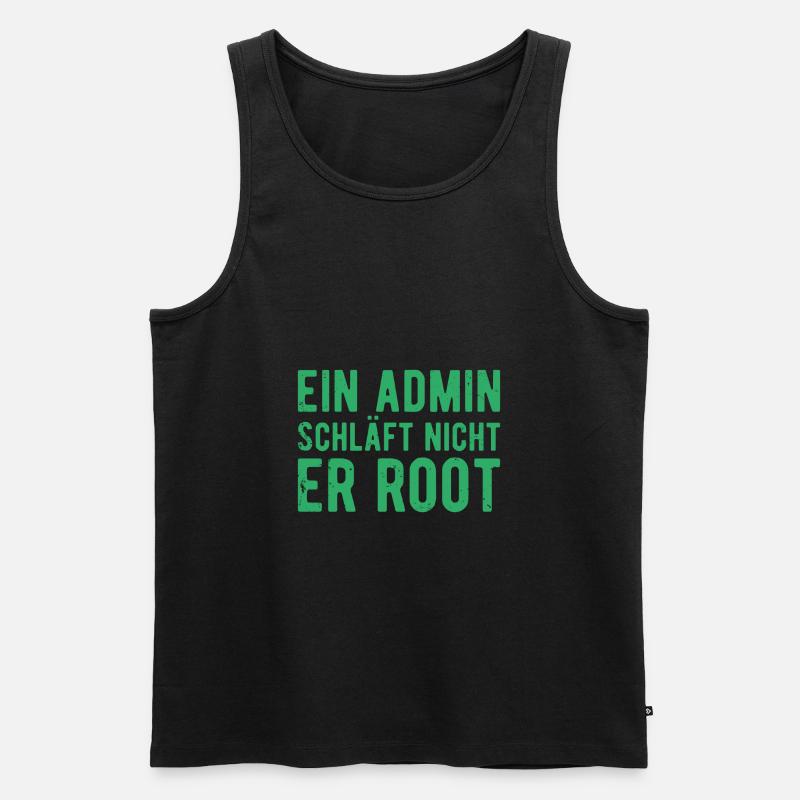 Ein Admin schläft nicht er Root Sysadmin Geschenk - Männer Premium Bio Tank Top - Schwarz