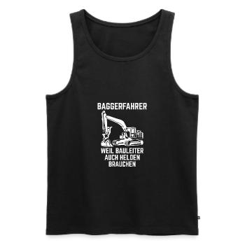 Baggerfahrer weil Bauleiter auch Helden brauchen - Männer Premium Bio Tank Top - Schwarz - Vorne - AI Model Male 178 light (178cm)