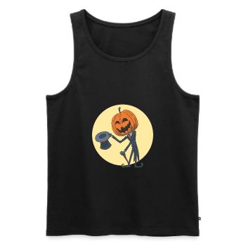 Hans Oh 'Lantern Pumpkin Halloween - Men's Premium Organic Tank Top - black - Front - AI Model Male 178 light (178cm)