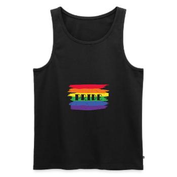 Cadeau de défilé Gay Pride LGBT - Débardeur bio Premium Homme - noir - Devant - AI Model Male 178 light (178cm)