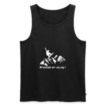 Les montagnes appellent les snowboarders - Débardeur bio Premium Homme - noir - Devant - AI Model Male 178 light (178cm)
