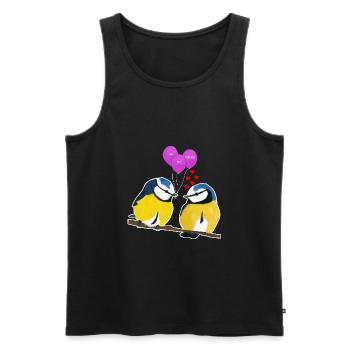 jz.birds valentine's day blue tit bird illustration - Men's Premium Organic Tank Top - black - Front - AI Model Male 178 light (178cm)