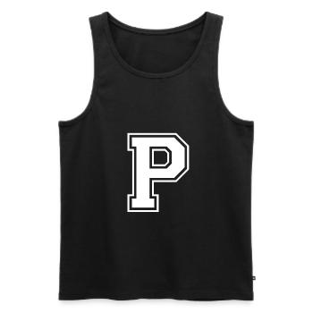 P - Men's Premium Organic Tank Top - black - Front - AI Model Male 178 light (178cm)