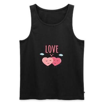 Love Liebe Herz Valentinstag - Männer Premium Bio Tank Top - Schwarz - Vorne - Michal (187cm)