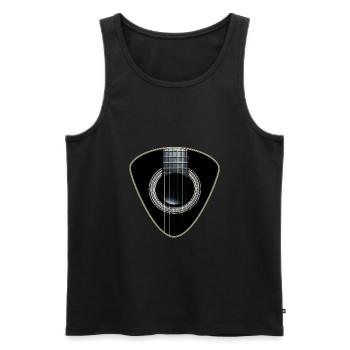 Médiator guitare 6 cordes Guitare acoustique graphique - Débardeur bio Premium Homme - noir - Devant - AI Model Male 178 light (178cm)