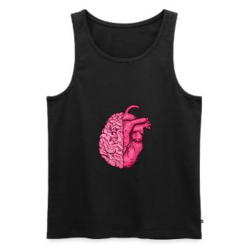 Herz vs. Gehirn Kopf gegen Herz Verstand vs. Herz - Männer Premium Bio Tank Top - Schwarz - Vorne - Michal (187cm)