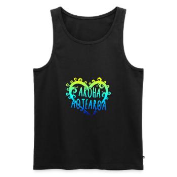 Maori Aroha Aotearoa Siver Remote Heart Gift Idea - Men's Premium Organic Tank Top - black - Front - AI Model Male 178 light (178cm)