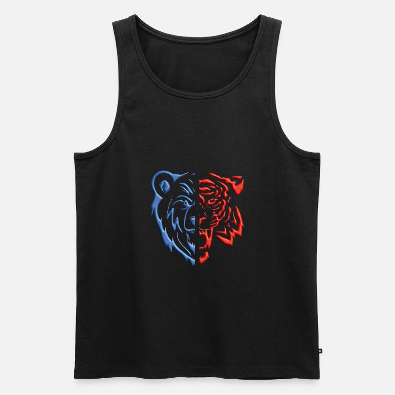 Bär Tiger - Männer Premium Bio Tank Top - Schwarz