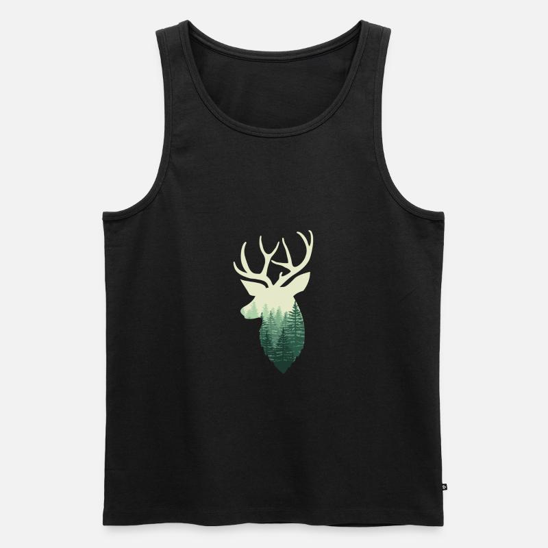 Hirsch mit Wald - Männer Premium Bio Tank Top - Schwarz