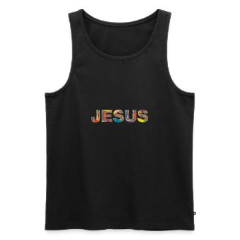 Jesus liebt dich - Männer Premium Bio Tank Top - Schwarz - Vorne - AI Model Male 178 light (178cm)
