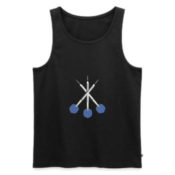 3 darts - Men's Premium Organic Tank Top - black - Front - Michal (187cm)