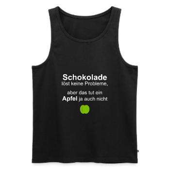 Schokolade löst keine Probleme mit Apfelmotiv - Männer Premium Bio Tank Top - Schwarz - Vorne - Michal (187cm)