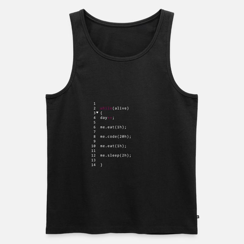 Lebendiger Code - Männer Premium Bio Tank Top - Schwarz